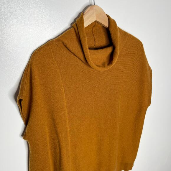 Anthropologie Short Sleeve Cashmere Sweater Womens XS Rust Orange Cowl Neck - Picture 4 of 11